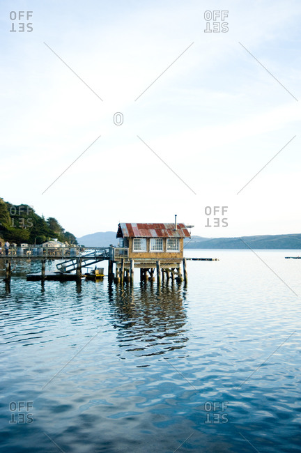 Dock house at the end of a pier