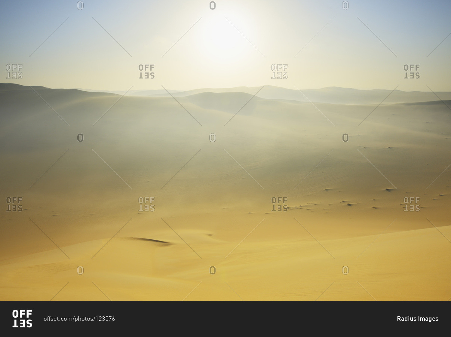 Sun over sand dunes with morning mist, Matruh, Great Sand Sea, Libyan Desert, Sahara Desert, Egypt, North Africa, Africa
