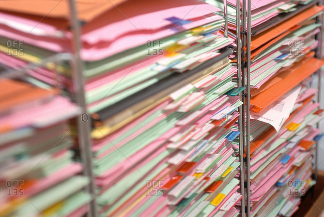 Close-up view of medical records