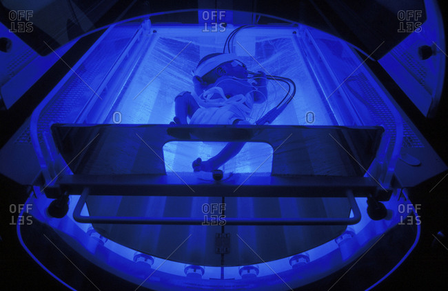 Premature baby in incubator - Offset