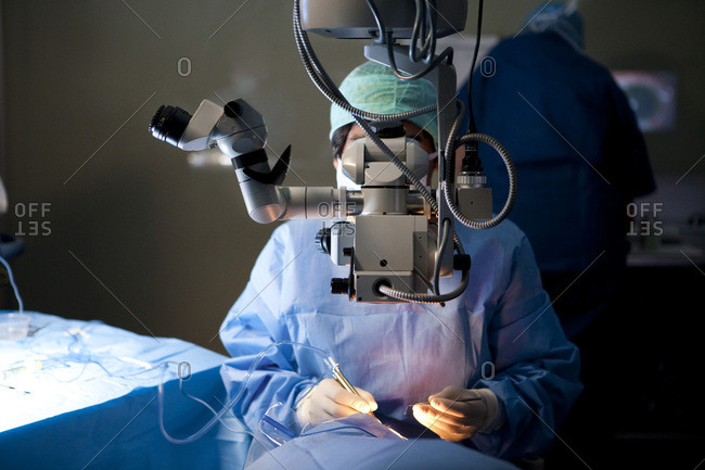 Patient undergoing an ocular implant