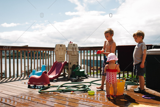 Children having fun on a terrace