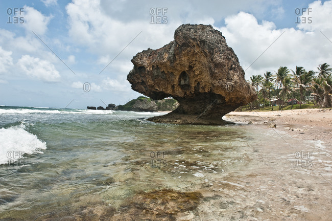 Eroded rock formation on the beach of Barbados