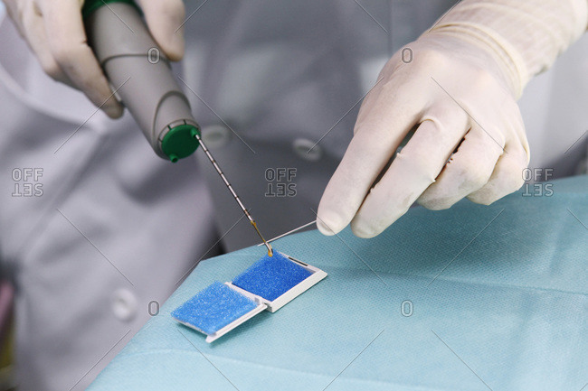 Laboratory worker conducting a medical examination