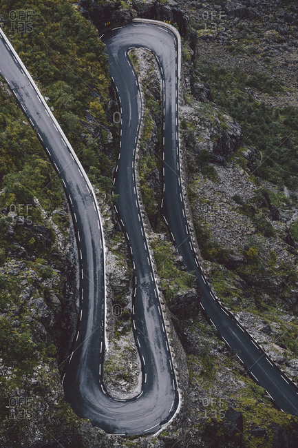 View of the hairpin bends on the Trollstigen road, Norway