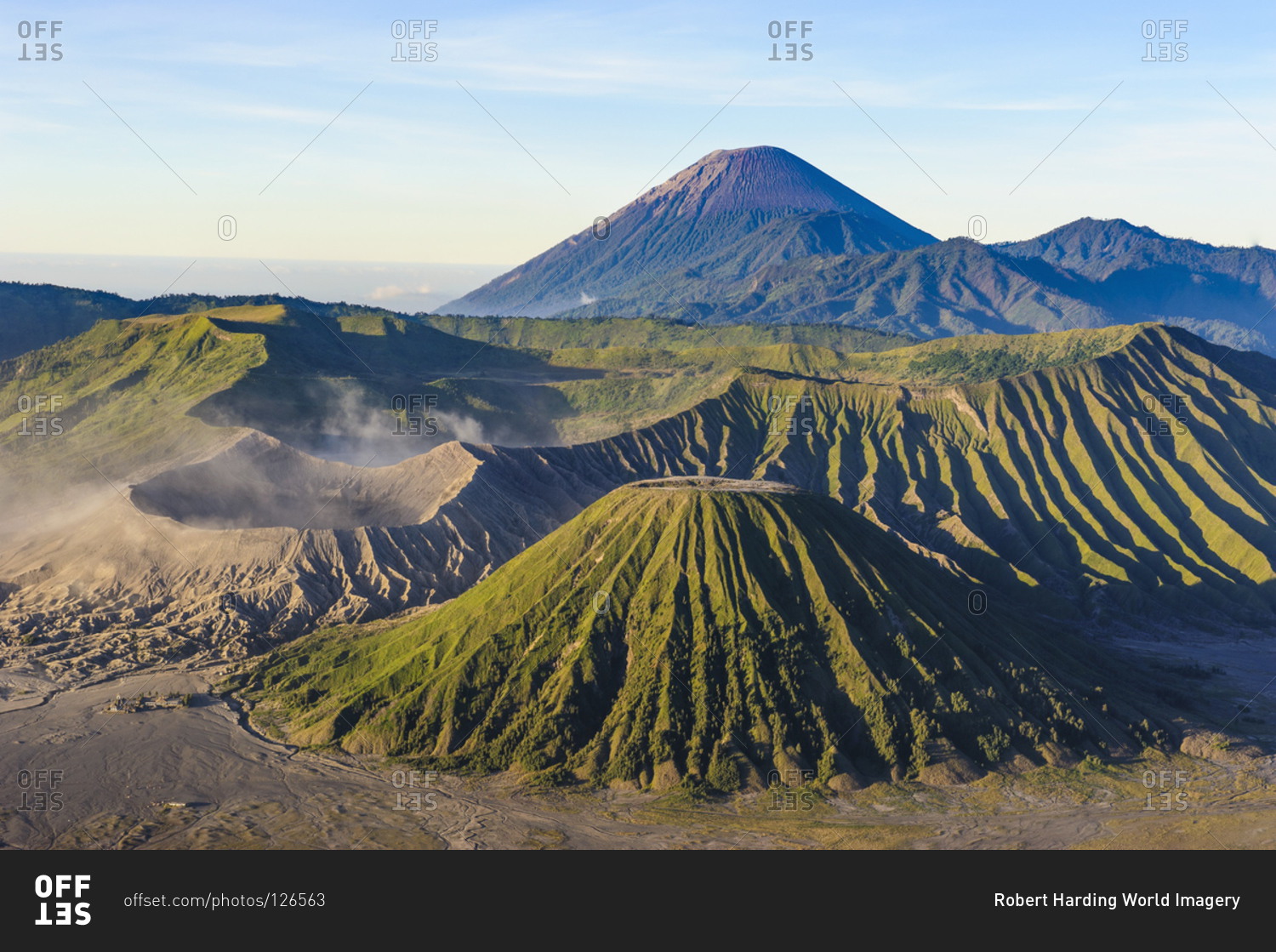 Mount Bromo volcanic crater at sunrise stock photo - OFFSET
