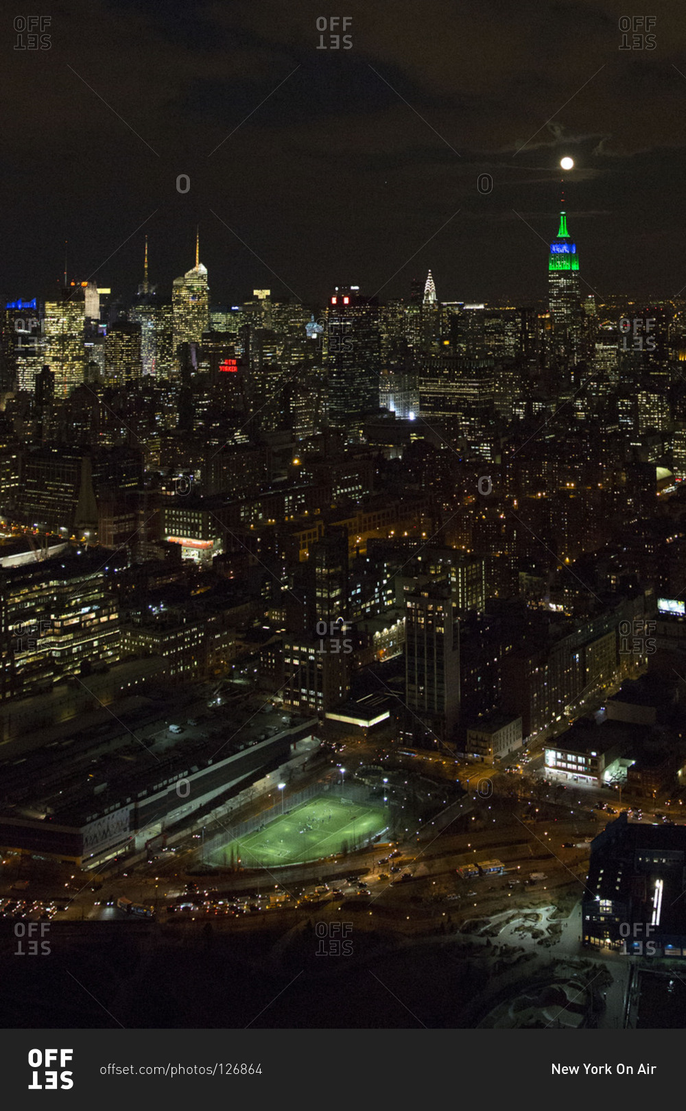 Cityscape of New York City at night, USA