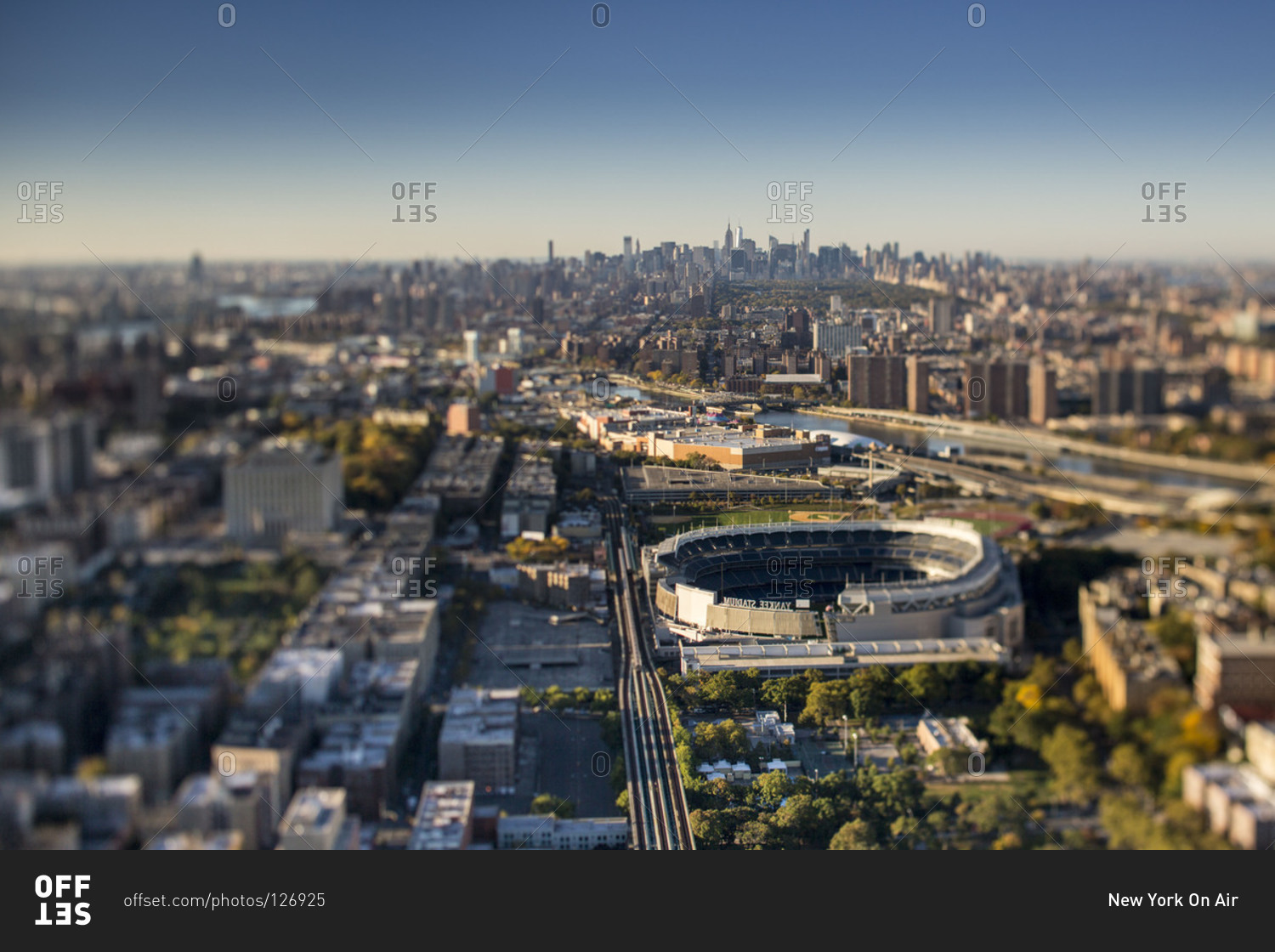 NEW YORK: YANKEE STADIUM. Aerial view of Yankee Stadium in