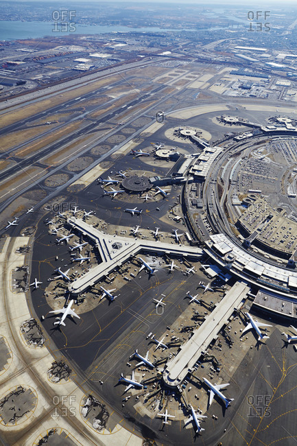 Overhead view of Newark Liberty International Airport stock photo - OFFSET