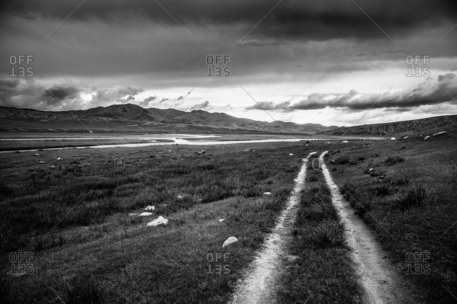 Rural road in Mongolia
