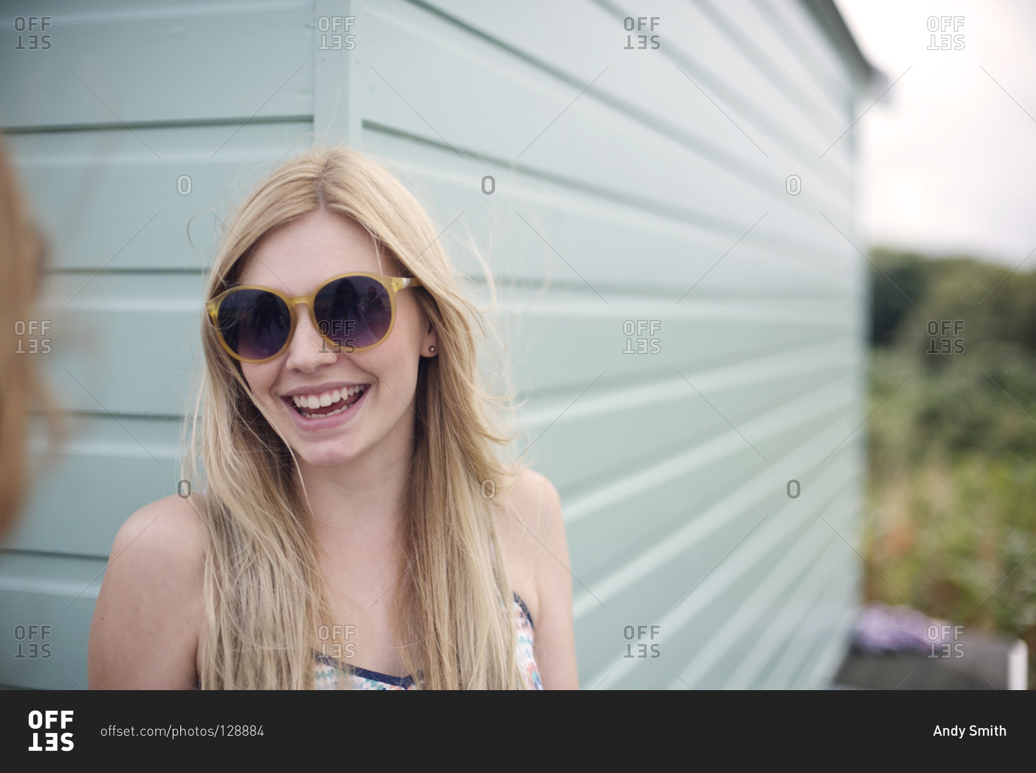 short blonde hair sunglasses