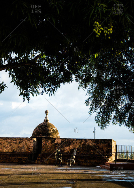 Chairs on a terrace in Old San Juan, Puerto Rico