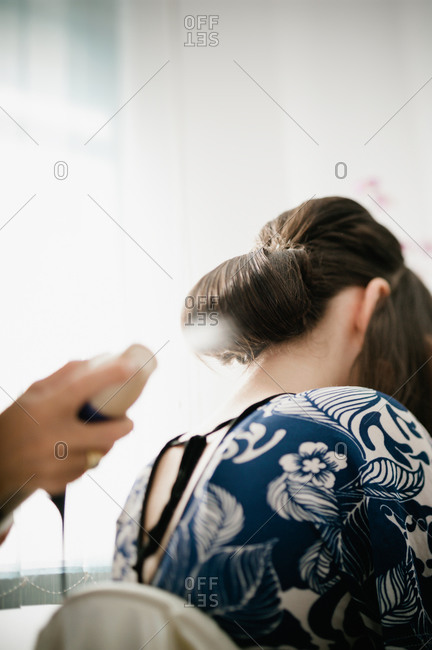 Woman having her hair done for a special occasion