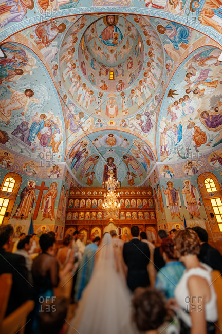 Wedding in ornate Orthodox church