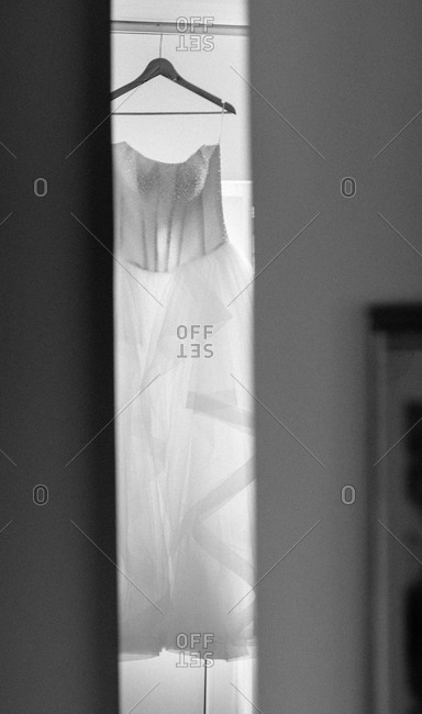 Wedding dress on hanger