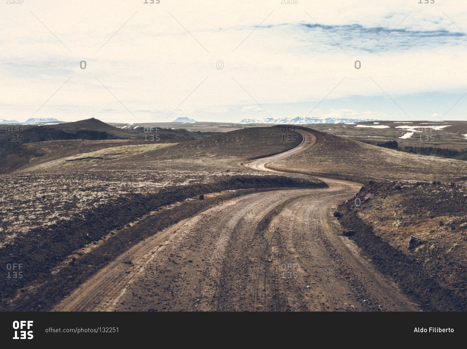 Dirt track in rolling landscape, Iceland