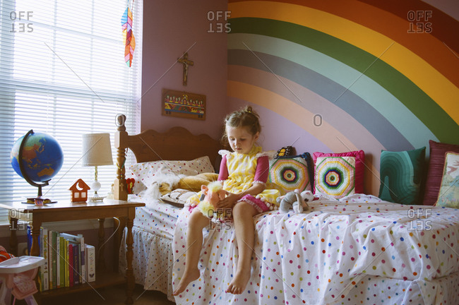 Girl Playing Dress Up In Bedroom Stock Photo Offset