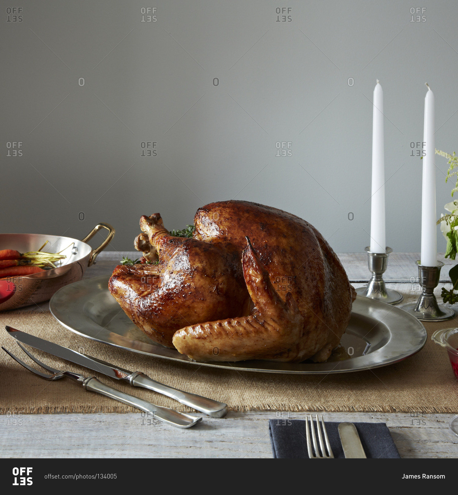 Thanksgiving turkey on a silver platter