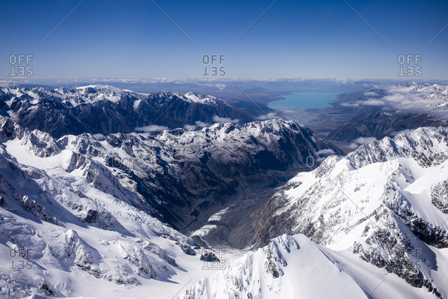 Snow Capped Mountains Around Tasman Glacier In New Zealand Stock Images Page Everypixel