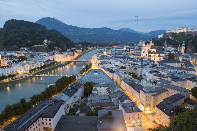 Nightfall in Salzburg, Austria - Offset