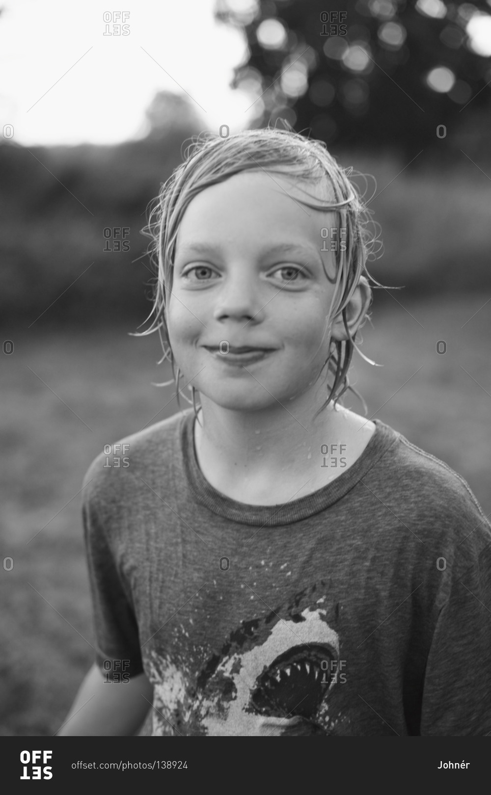 Portrait of wet boy Offset stock photo OFFSET