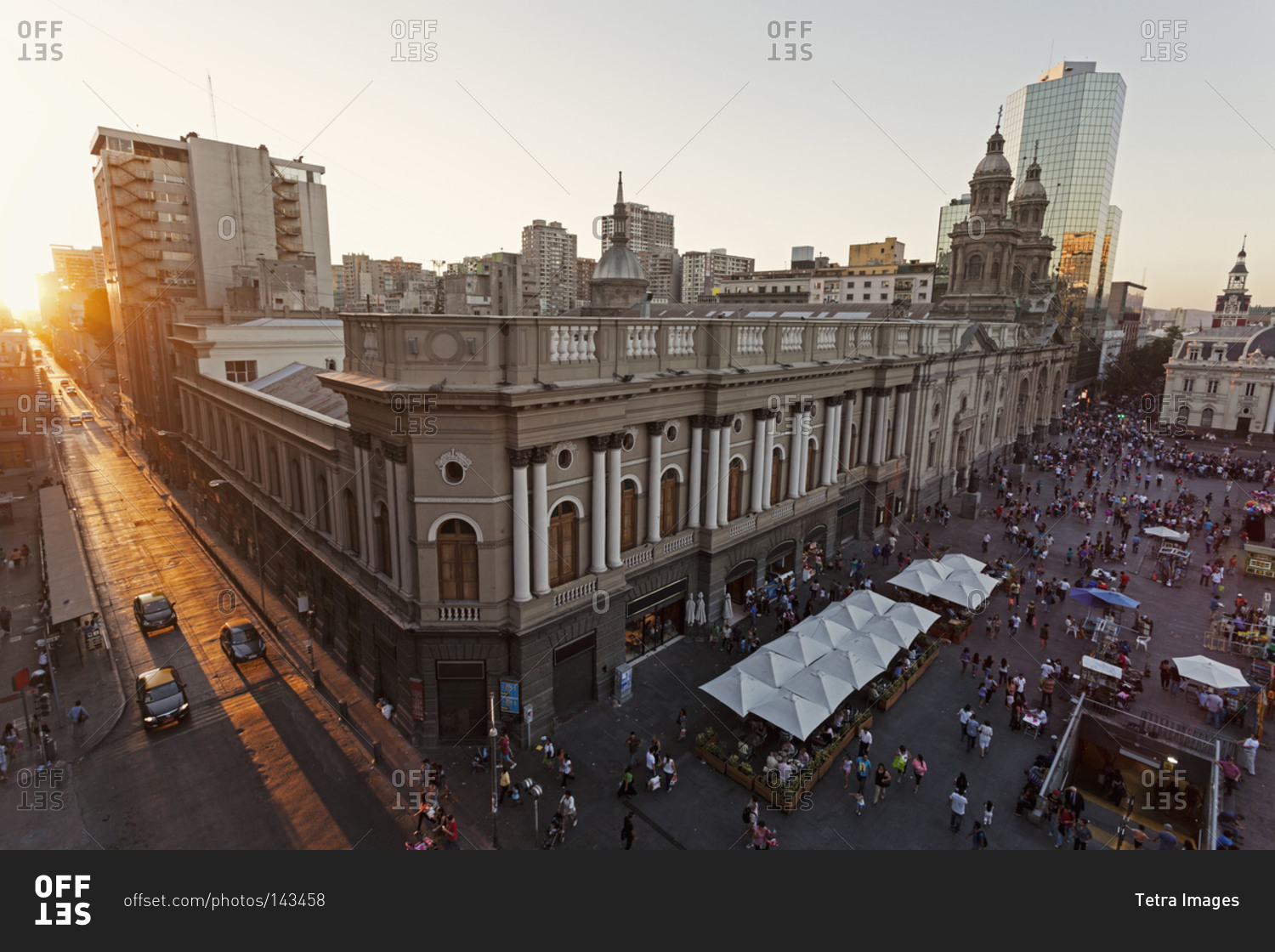 Elevated view of Plaza Mayor stock photo - OFFSET