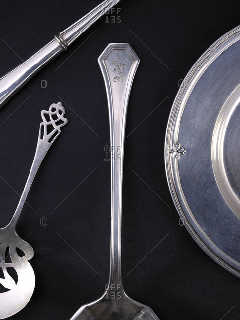 Fine silver against a dark felt background