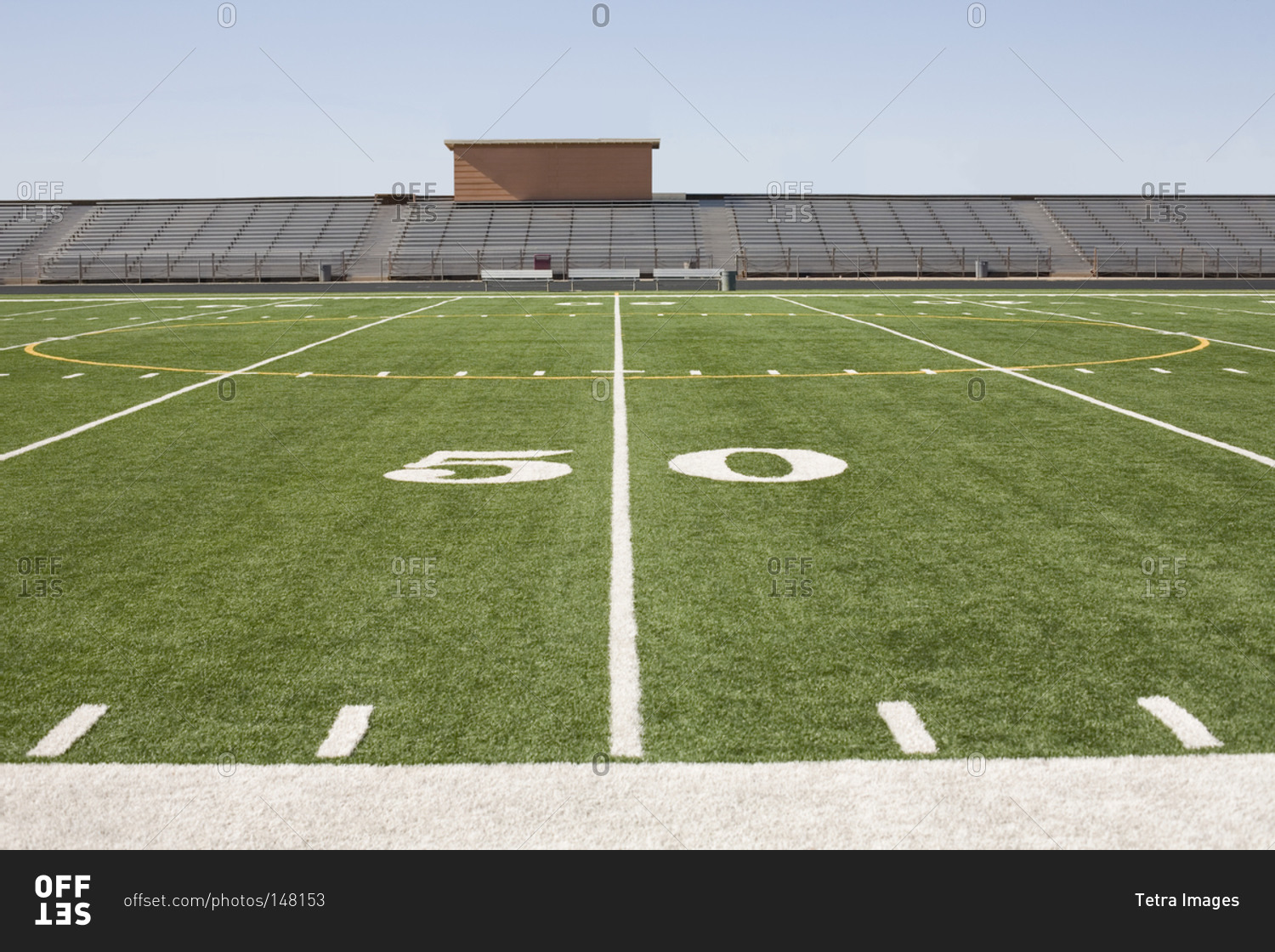 American Football Field 50 Yard Line Closeup Stock Image - Image