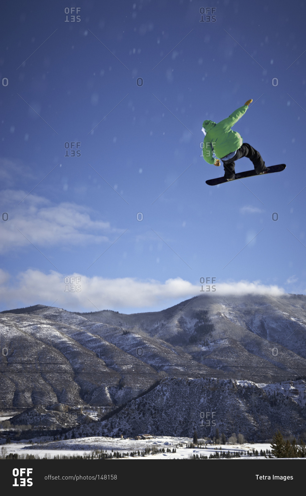 Snowboarder in mid-air