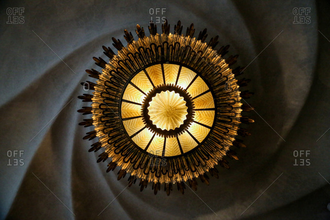 Ceiling lamp in Gaudi's House, Barcelona, Spain