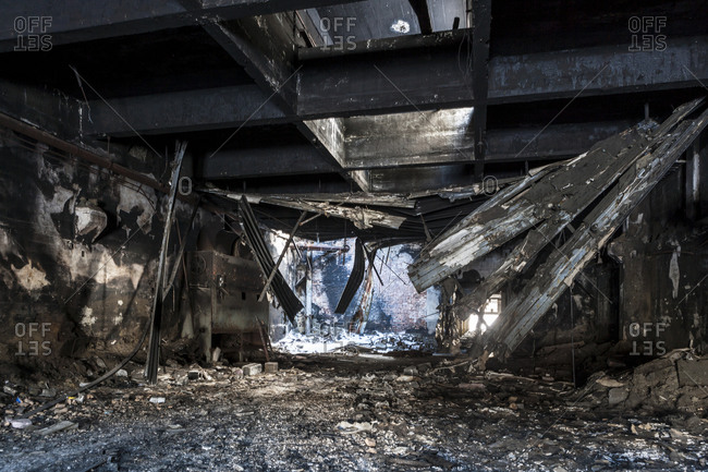 Interior of a derelict factory in Detroit, USA