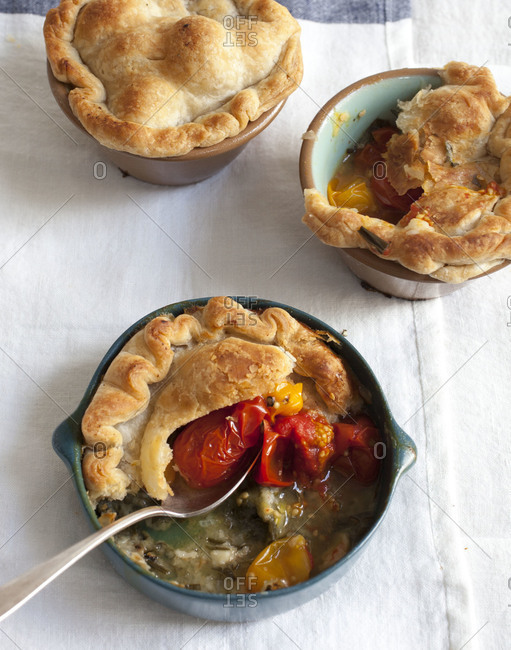 Tomato tarts served on a tabletop
