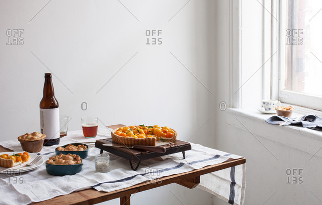 Tomato dishes served on a tabletop for lunch