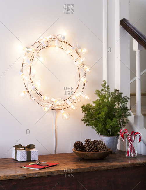 Interior design with string lights