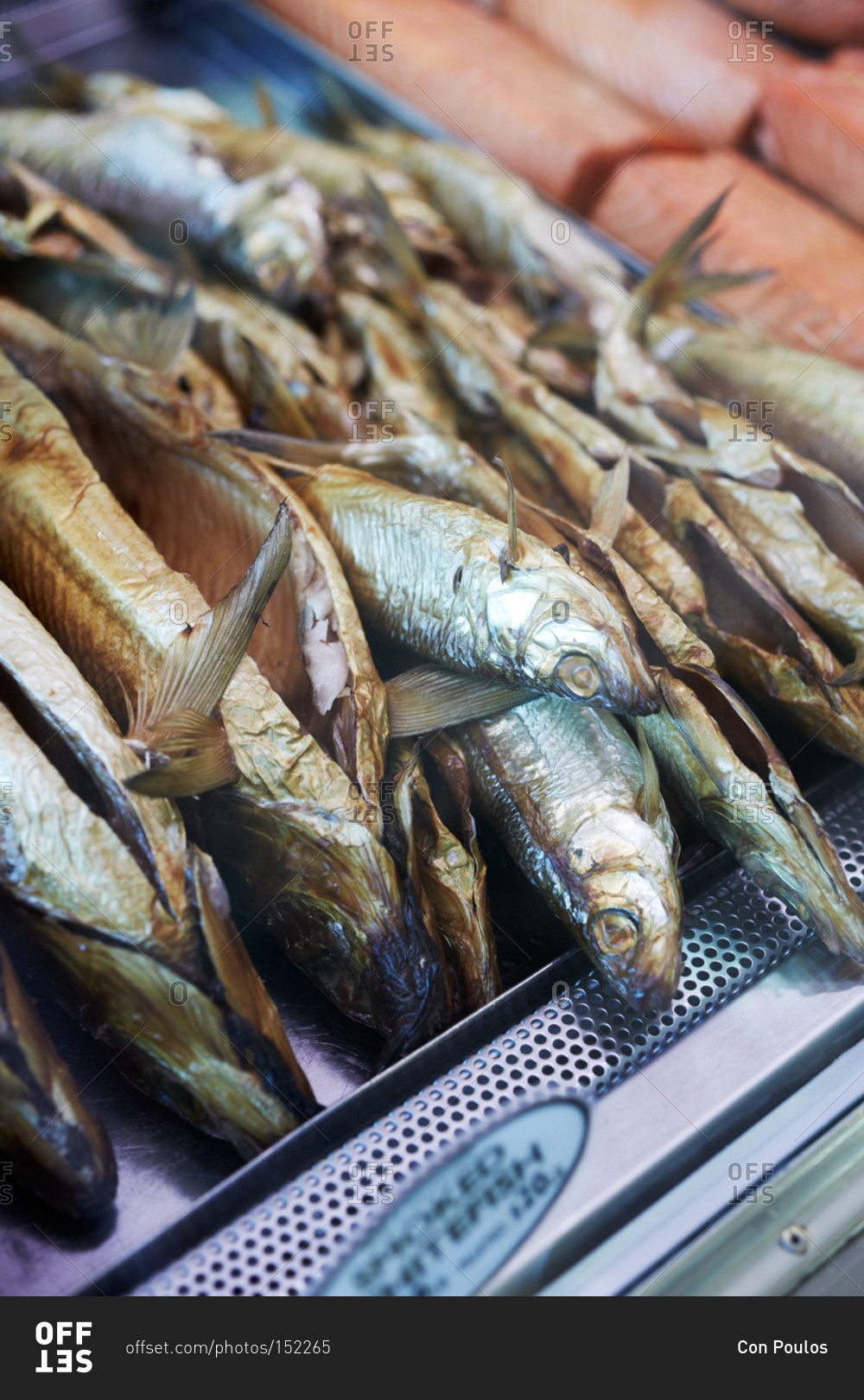 Seafood in a display case stock photo - OFFSET