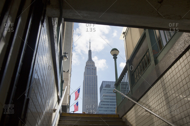 October 14 2014 New York City A View Of The Empire State Building From The Subway Stock Photo Offset