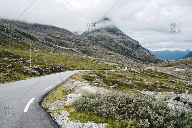 Road along the National Tourist Route Geiranger - Trollstigen in Norway
