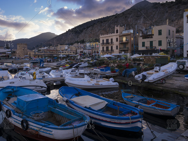 Palermo, Sicily, Italy - October 26, 2014: Harbour in the evening
