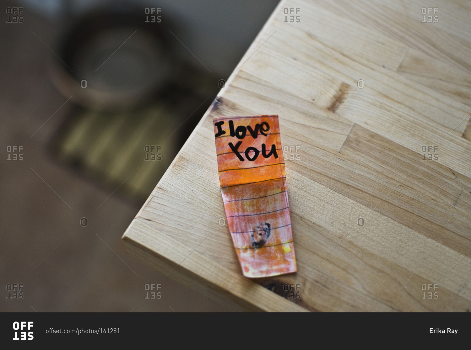 Love note from child on table's edge