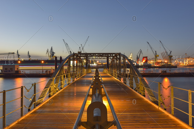 Landing stage in the evening, harbor, Hamburg