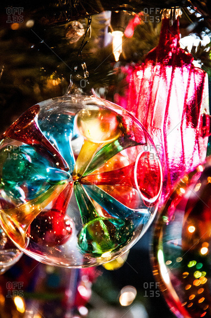 Close up of Christmas decorations