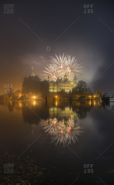 Fireworks at the castle, Mecklenburg-Vorpommern, Germany