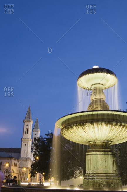 Fountain at night in Munich