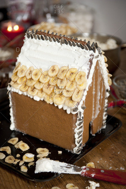 Gingerbread house in the making