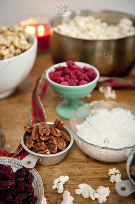 Various snacks on the table