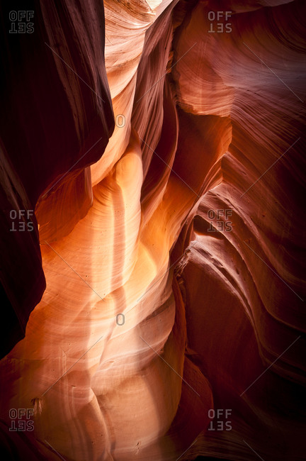 Light and texture in an orange slot canyon