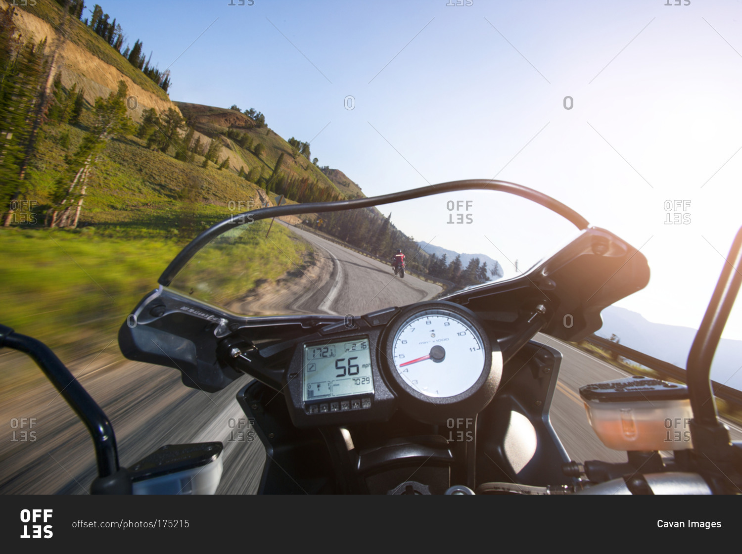 A driver's eye view of a motorcycle