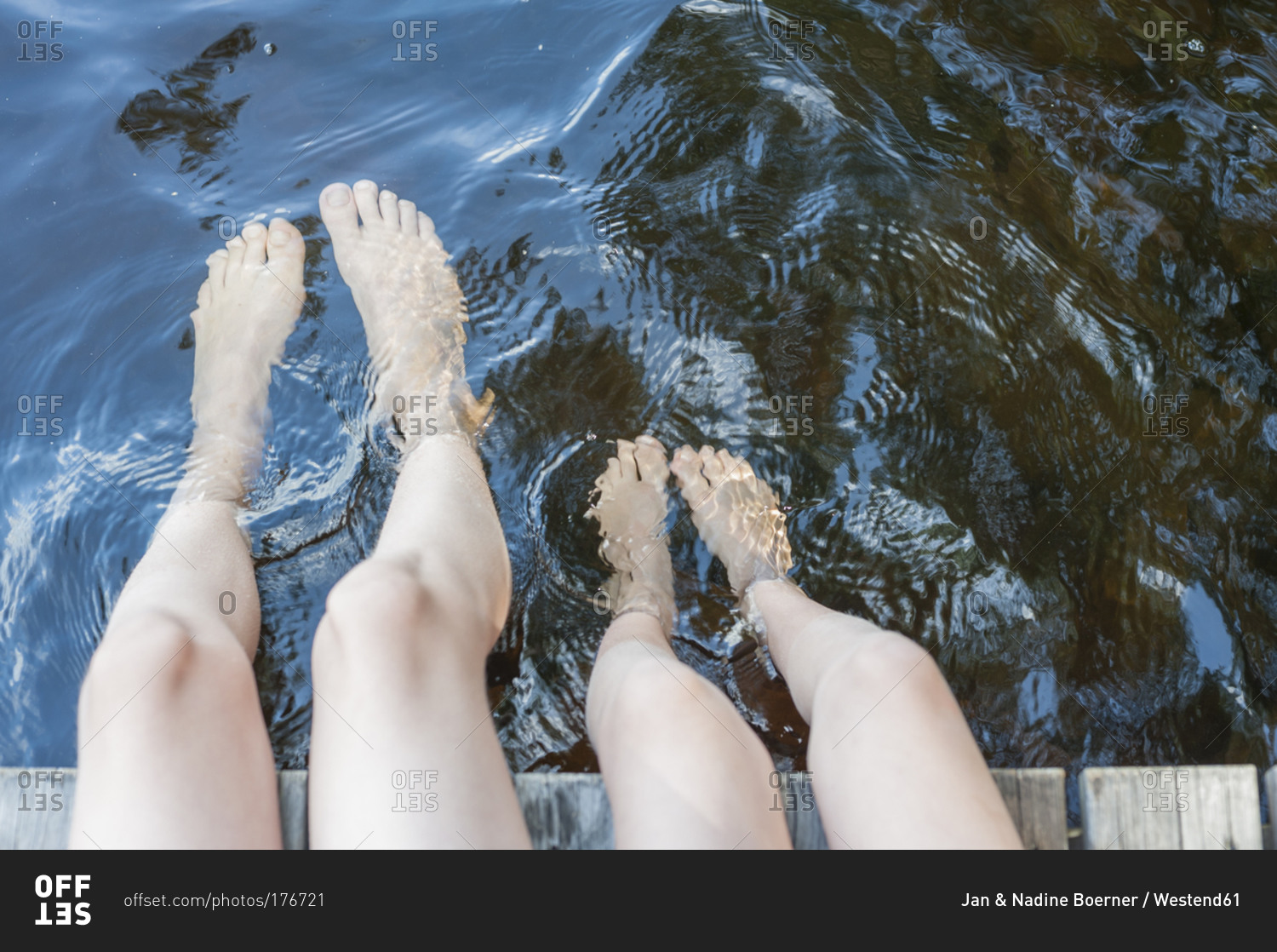 Children splashing feet in water