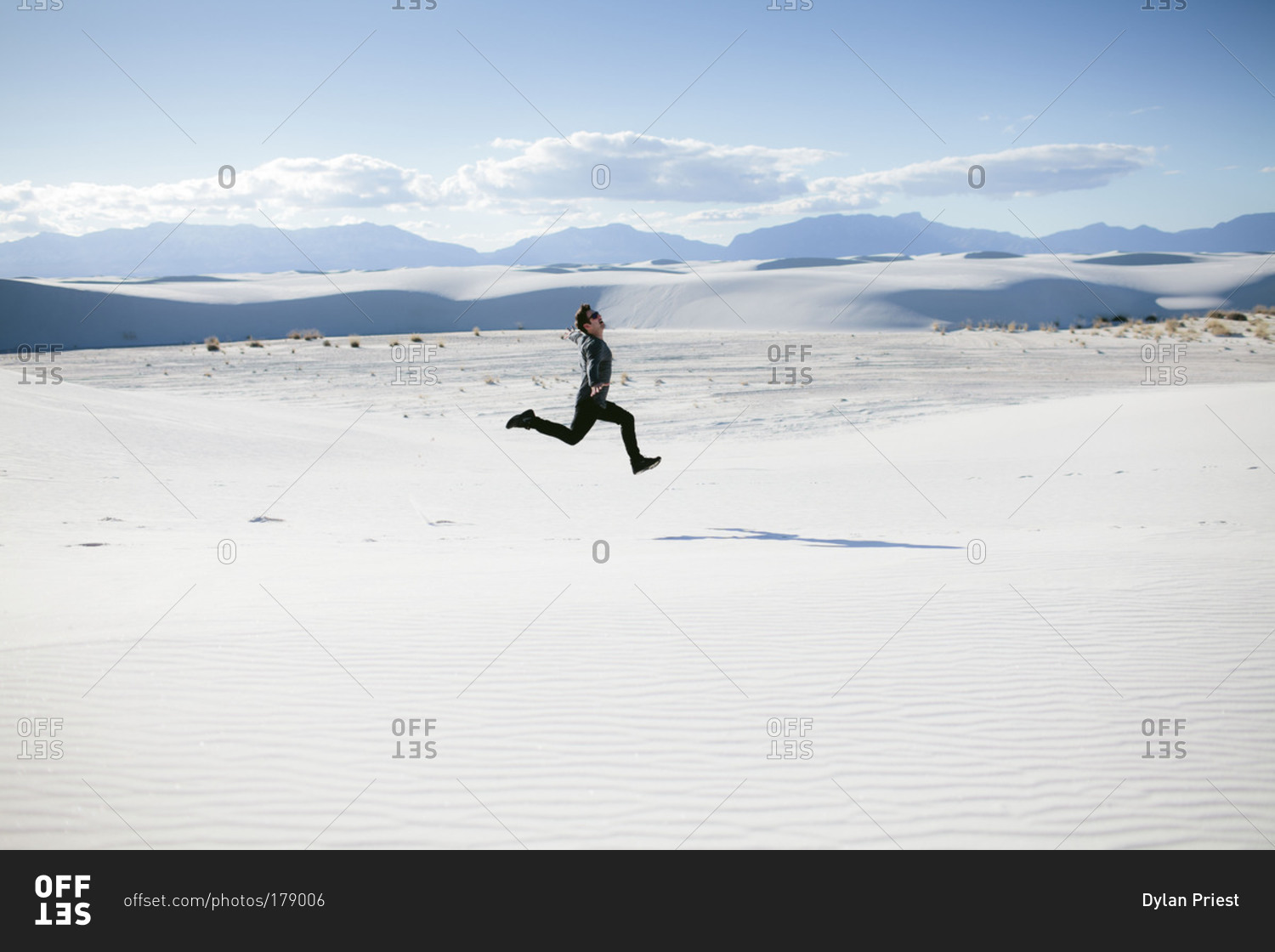 Man running in White Sands National Monument