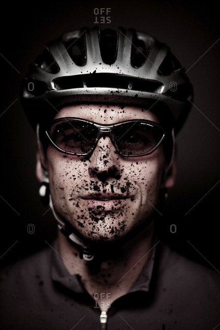 A road cyclist shot in a studio environment